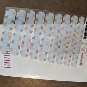 Jamberry nail wraps blue, gray, and white floral